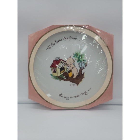 Vintage Rose O'Neill Kewpie Plate Unique Rare Bird House Friend 8" NOS Sealed - Picture 2 of 6